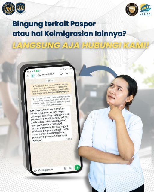 Hai Sobat Karibo! Jika ada saran dan pengaduan seputar keimigrasian, kalian bisa saja melalui Nomor 082290818010 atau bisa juga melalui media sosial kami ya...

#kemenimipas #ditjen_imigrasi #visa #paspor #hendarsammarantoko